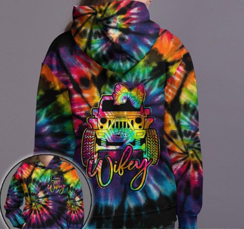Jeep Couple All Over Hoodie Jeep Hubby Jeep Wifey Tie Dye 3
