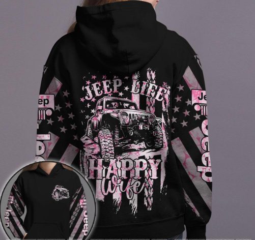 Jeep Couple All Over Hoodie Jeep Life Happy Wife I Support My Wife's Jeep Addiction 2
