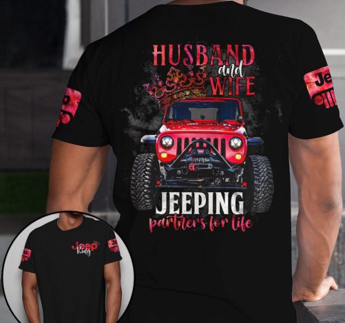 Jeep Couple All Over T Shirts Husband And Wife Partners For Life 1