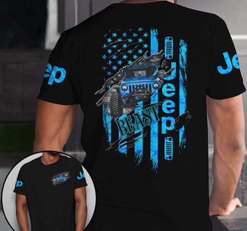 Jeep Couple All Over T Shirts Jeep Beauty Jeep Beast Red Blue 1