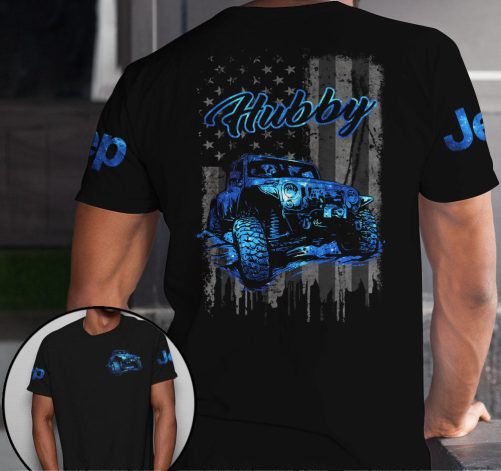Jeep Couple All Over T Shirts Jeep Hubby Jeep Wifey Hologram (1)