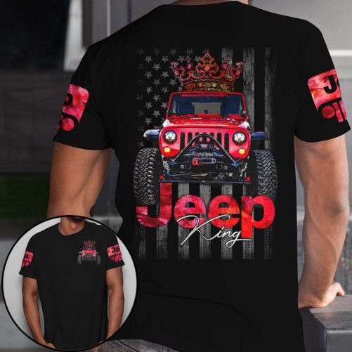 Jeep Couple All Over T shirt Jeep Queen Jeep King