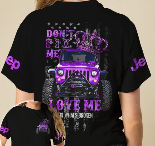 Jeep Couple All Over T shirts Don't Fix Me Love Me2