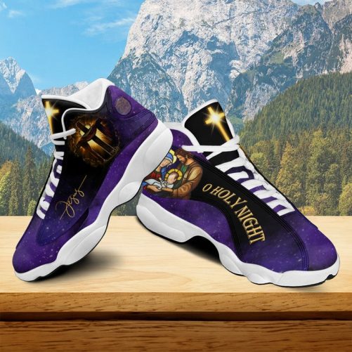 Jesus Is Born Nativity O Holy Night Basketball Shoes, Christmas Scene Nativity Jesus Running Shoes, Christmas Gift