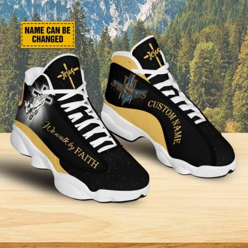 Jesus Saved My Life Basketball Shoes, Jesus Christ Walk By Faith Running Shoes, God Prayer Footwear Unisex Basketball Shoes 1