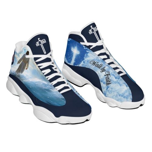 Jesus Walk By Faith Basketball Shoes, Jesus Cross Shoes, Jesus Beach Mens Basketball Shoes, Gift For God Lovers Unisex Basketball Shoes 2