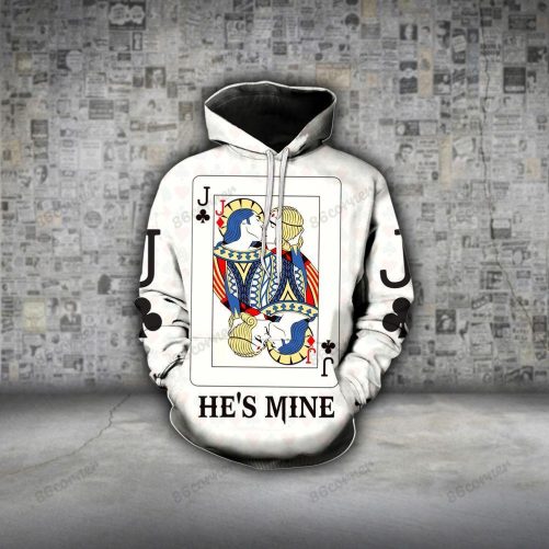 LGBT Gay Couple All Over Hoodie I'm His He's Mine Poker Cards