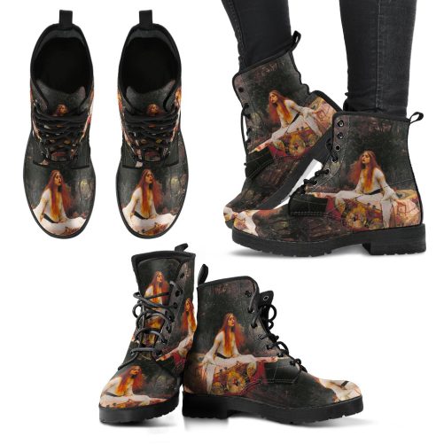 Lady of Shalott Women's Vegan Leather Combat Boots 1