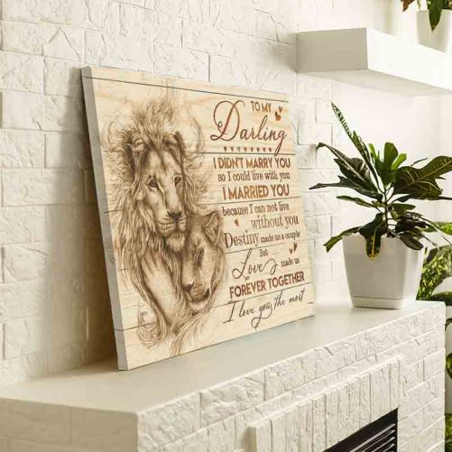 Lion Couple Canvas To My Darling I Love You The Most (3)