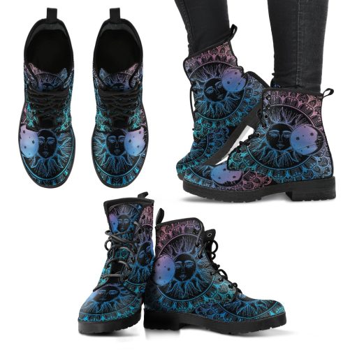 Mandala Sun Moon Women's Women's Vegan Leather Boots 1