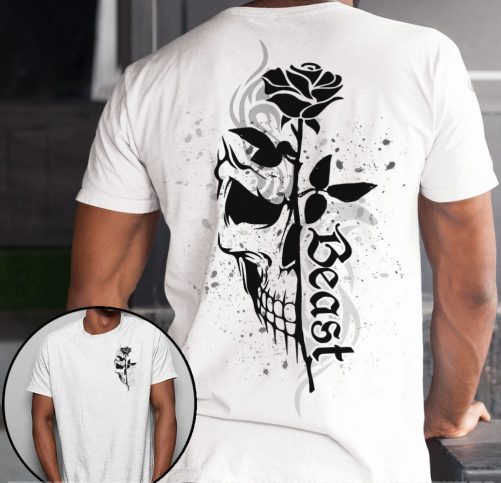 Matching Couple All Over T Shirts Beast Beauty Skull 2