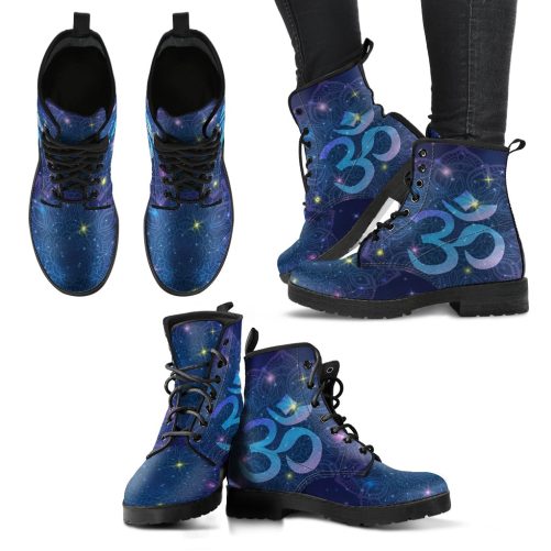 OM Mandala Women's Vegan Leather Combat Boots 1