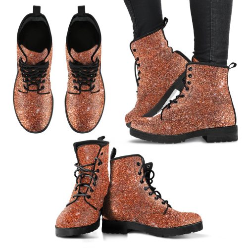 Orange Sparkle Women's Twinkle Women's Vegan Leather Combat Boots 1