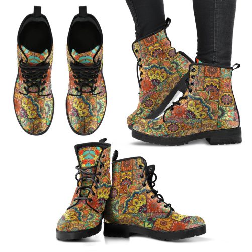Patchwork Garden Women's Vegan Leather Combat Boots 1