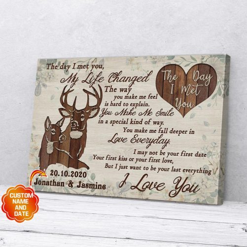Personalized Buck & Doe Couple Canvas The Day I Met You My Life Changed