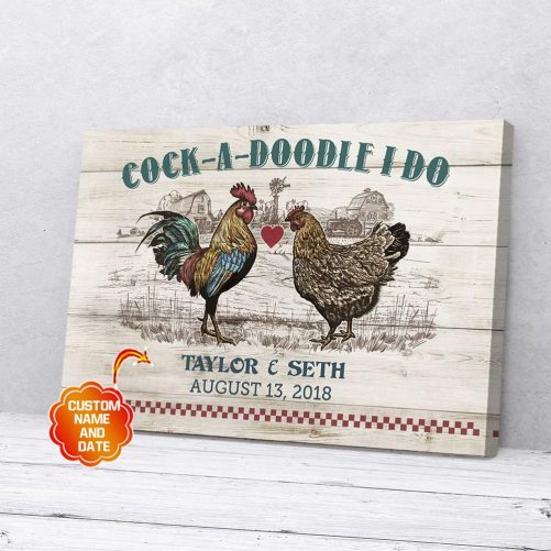 Personalized Chicken Couple Canvas Cock A Doodle I Do