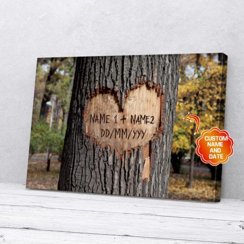 Personalized Couple Canvas Carve Couple Name On The Tree