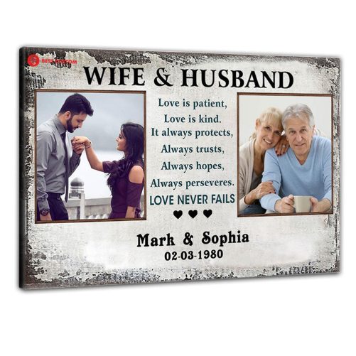 Personalized Couple Canvas For Wife And Husband Love Never Fails (2)