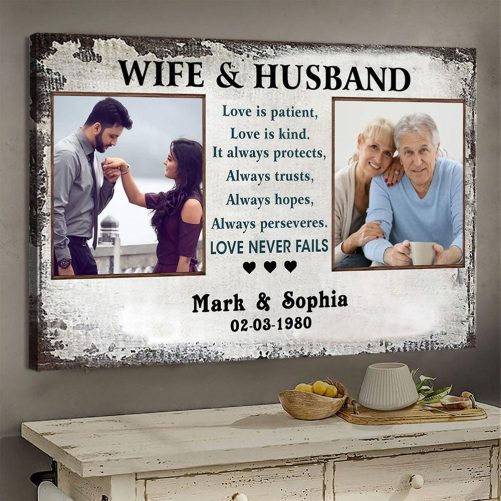 Personalized Couple Canvas For Wife And Husband Love Never Fails (3)