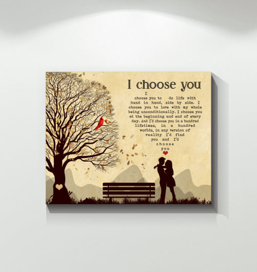Personalized Couple Canvas I Choose You Bird In The Tree 2