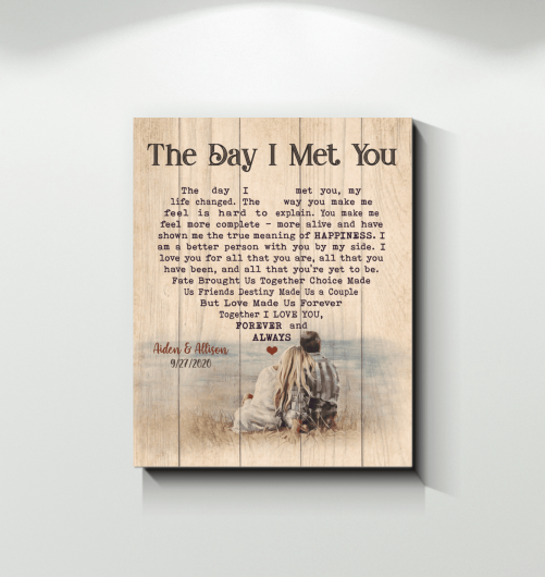 Personalized Couple Canvas The Day I Met You Heart Shape 1