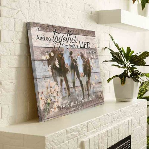 Personalized Cow Couple Canvas And So Together They Built A Life They Love (3)