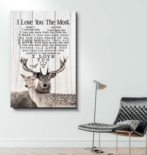 Personalized Deer Couple Canvas I Love You The Most 2