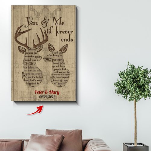 Personalized Deer Couple Canvas You And Me Til Forever Ends 1