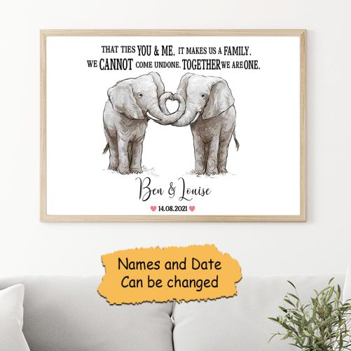 Personalized Elephant Couple Canvas It Makes Us A Family 1