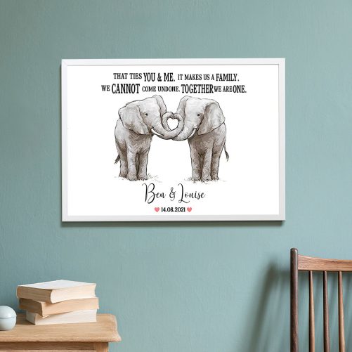 Personalized Elephant Couple Canvas It Makes Us A Family 2