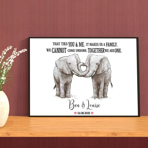 Personalized Elephant Couple Canvas It Makes Us A Family 3