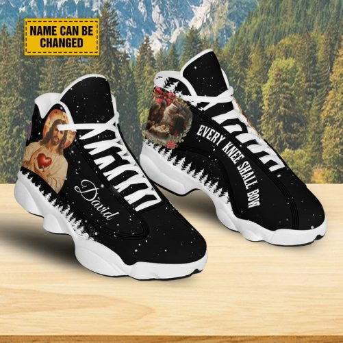 Personalized Every Knee Shall Bow Basketball Shoes, Santa Claus Baby Jesus Running Shoes, Christmas Jesus Christ Shoes 2