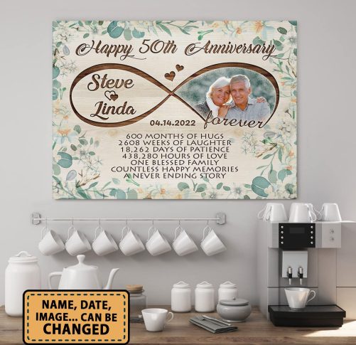 Personalized Happy 50th Anniversary Canvas Floral Style (2)