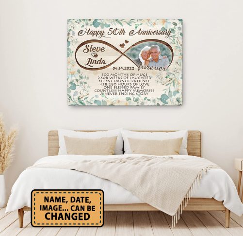 Personalized Happy 50th Anniversary Canvas Floral Style (3)