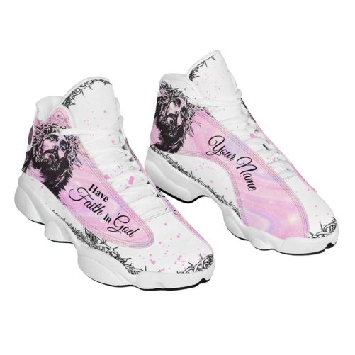 Personalized Have Faith In God Pink Jesus Basketball Shoes, God Lover Religious Gifts Unisex Basketball Shoes 2