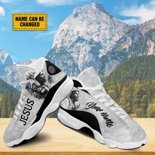 Personalized Jesus And Lion Basketball Shoes, Lion Of Judah Shoes, God Lover Religious Custom Gifts Unisex Basketball Shoes