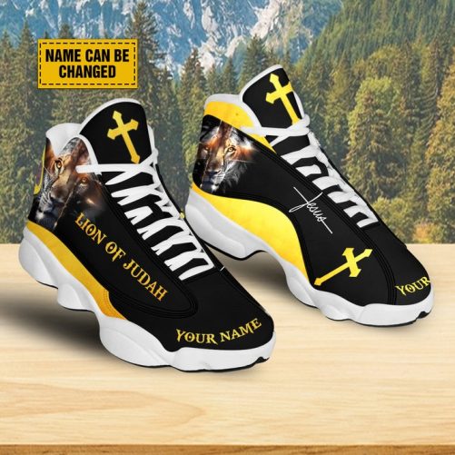 Personalized Jesus Christ Lion Of Judah Basketball Shoes, Jesus Cross Lion Running Shoes, Jesus Lovers Gift, Jesus Shoes With Thick Soles 1