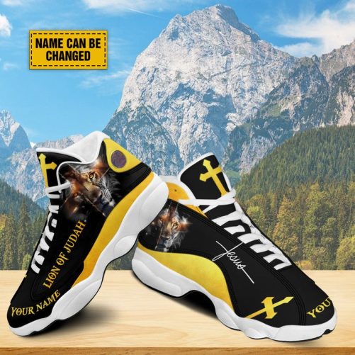 Personalized Jesus Christ Lion Of Judah Basketball Shoes, Jesus Cross Lion Running Shoes, Jesus Lovers Gift, Jesus Shoes With Thick Soles