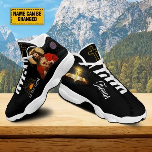 Personalized Jesus Heart Basketball Shoes, Be The Light Running Shoes, Jesus Cross Bible Sport Shoes Christmas Gifts 1
