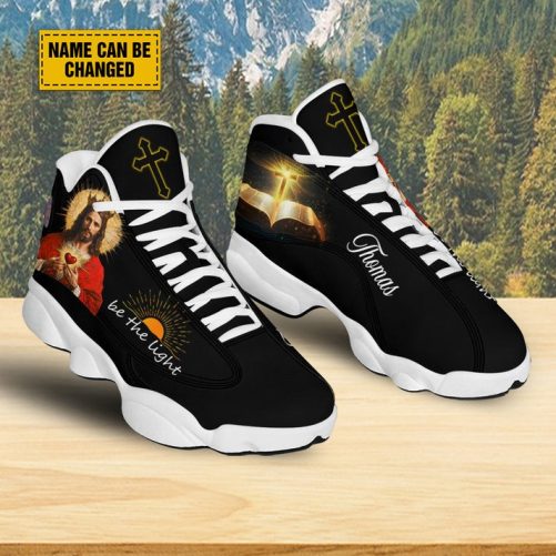 Personalized Jesus Heart Basketball Shoes, Be The Light Running Shoes, Jesus Cross Bible Sport Shoes Christmas Gifts 2