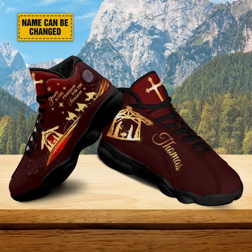 Personalized Nativity Jesus Birth Christmas Basketball Shoes Jesus Is The Reason For Season Xmas 1