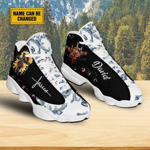 Personalized Sunflower Jesus Cross Basketball Shoes Jesus Saved My Life 2