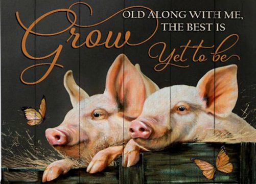 Pig Couple Canvas Grow Old Along With Me The Best Is Yet To Be (1)