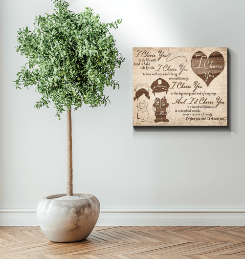 Police Nurse Couple Canvas I Choose You 2