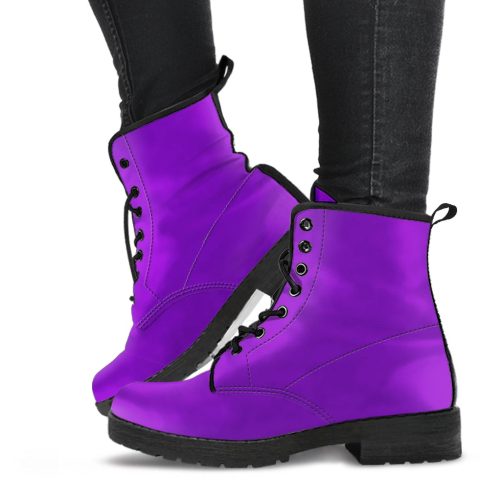 Rich Violet Women's Vegan Leather Combat Boots 2