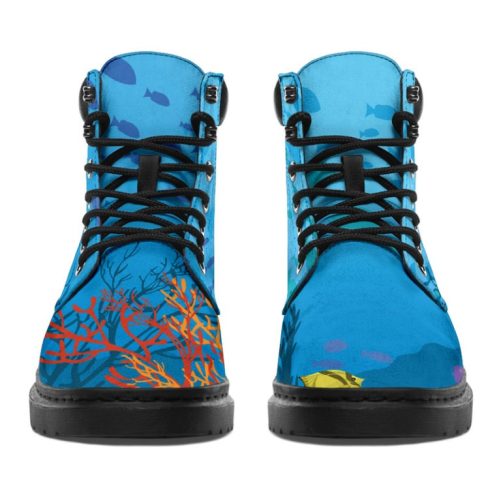 Sea Turtle All Season Boots Vegan Boots, All Season Boots For Womens, Mens, Personalized Boots, Customized Boots 1