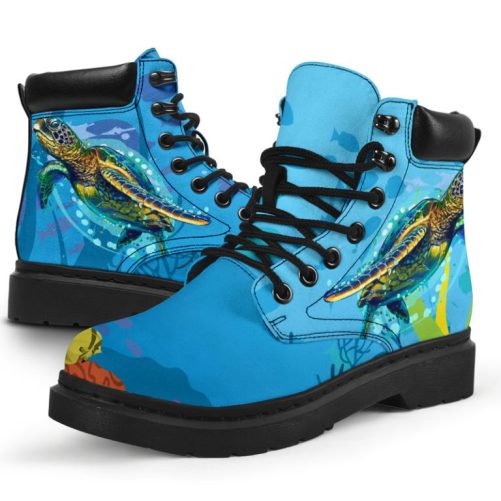 Sea Turtle All Season Boots Vegan Boots, All Season Boots For Womens, Mens, Personalized Boots, Customized Boots 2