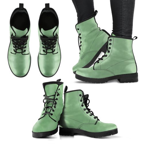 Sera foam Green Women's Vegan Leather Combat Boots 1