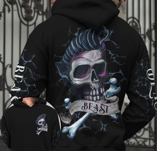 Skull Couple All Over Hoodie Beast Beauty 1