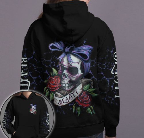 Skull Couple All Over Hoodie Beast Beauty 2
